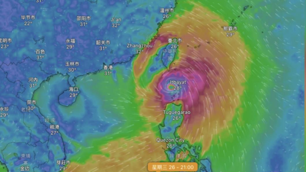 杜蘇芮不排除以中颱形式影響台灣。（圖／翻攝Windy）
