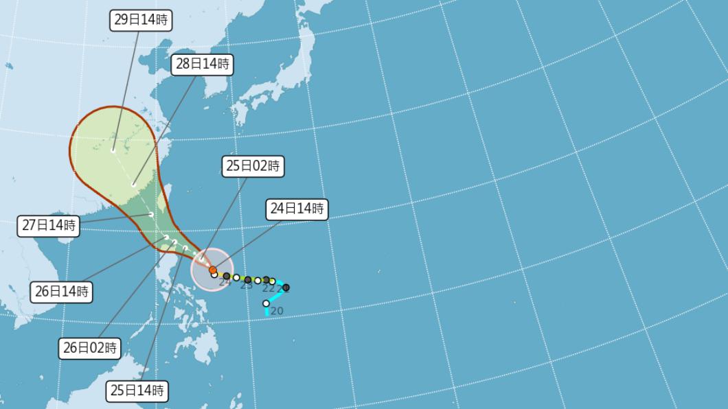 今年第五號颱風杜蘇芮持續進逼立。（圖／氣象局） 杜蘇芮最新路徑再南偏！連3天炸大豪雨　今晚20:30發海警