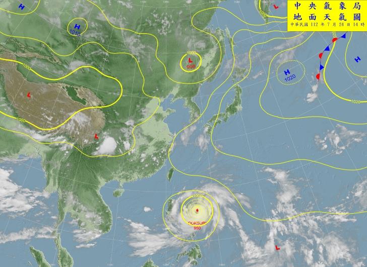 預期它強度會增強到會中度颱風上限。（圖／氣象局） 杜蘇芮最新路徑再南偏！連3天炸大豪雨　今晚20:30發海警