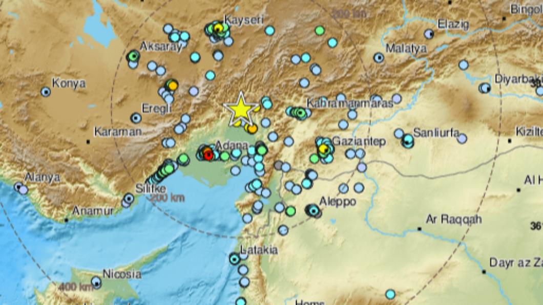 震央在土耳其中南部地區，深度12公里。（圖／翻攝自EMSC 推特 @LastQuake）