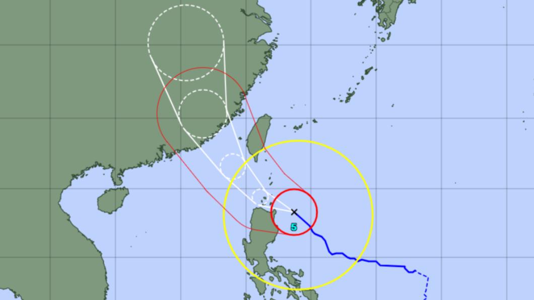 日本氣象廳預測杜蘇芮最新路徑，雖不會登陸台灣，但其十級暴風半徑將掃過南台灣。（圖／翻攝自氣象廳網站）