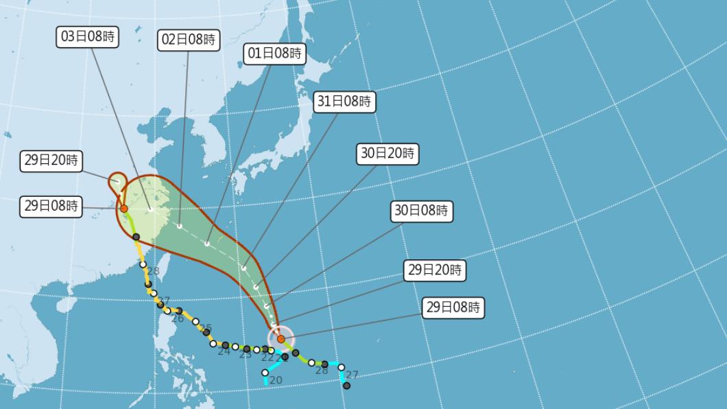卡努颱風將從台灣北方通過。（圖／氣象局提供）