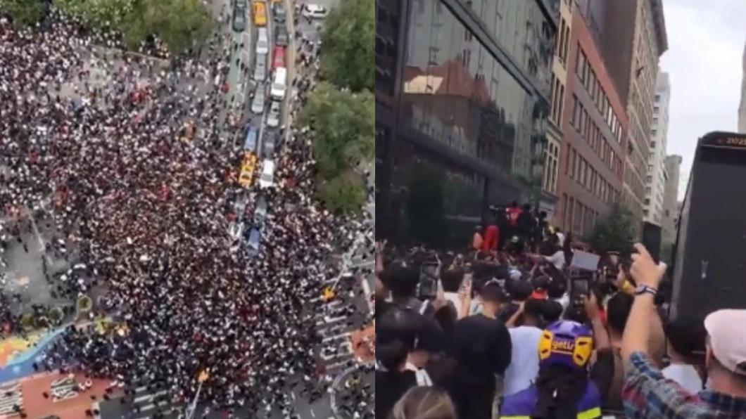 紐約聯合廣場出現大量人潮。（圖／翻攝自@Mp3Caviar、@CureBore 推特）