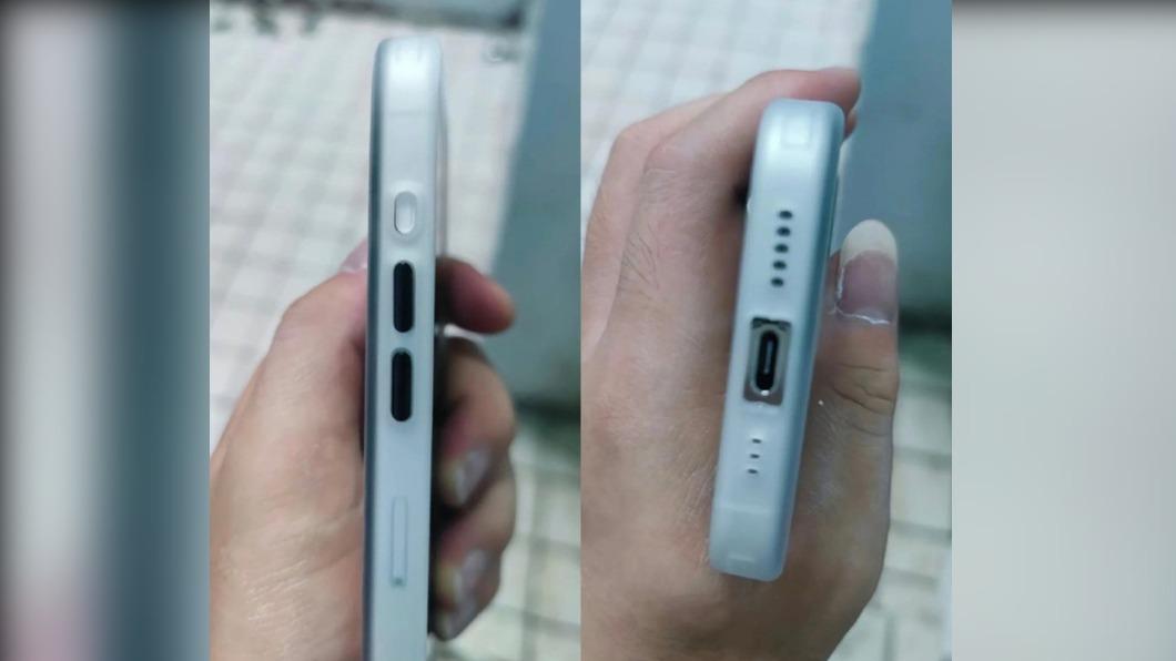 網傳iPhone 15捨棄經典設計「靜音鍵、Lightning接口」。（圖／翻攝自《CNMO中國》）