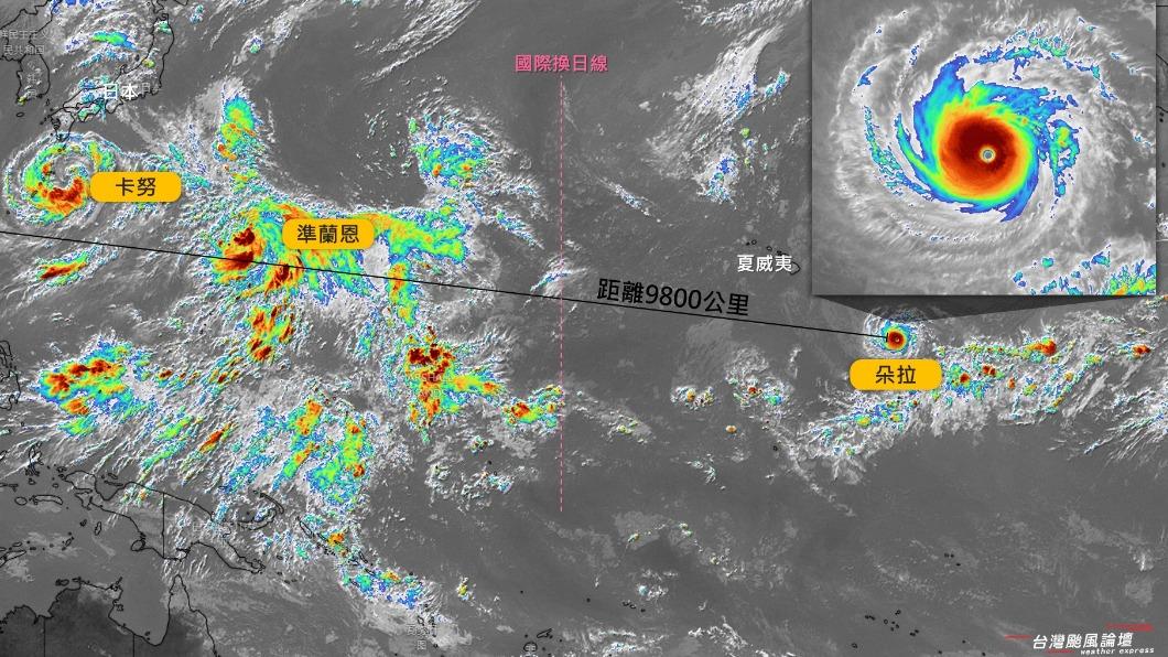 四級颶風朵拉可能在下週一（14日）前後進入西北太平洋。（圖／翻攝 台灣颱風論壇｜天氣特急）