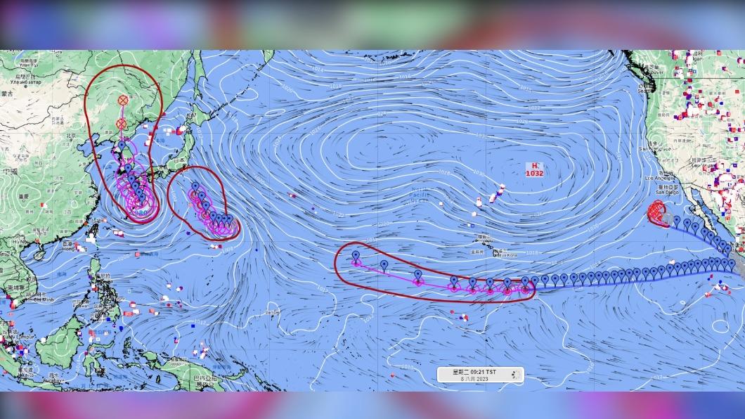 太平洋洋面有三個颱風。（圖／翻攝facebook 氣象達人彭啟明）