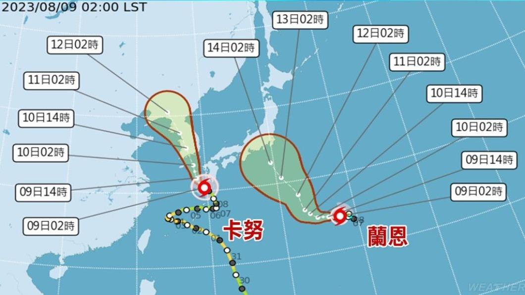 蘭恩颱風的預估路徑將會往日本方向移動，對台灣無直接影響。（圖／TVBS）