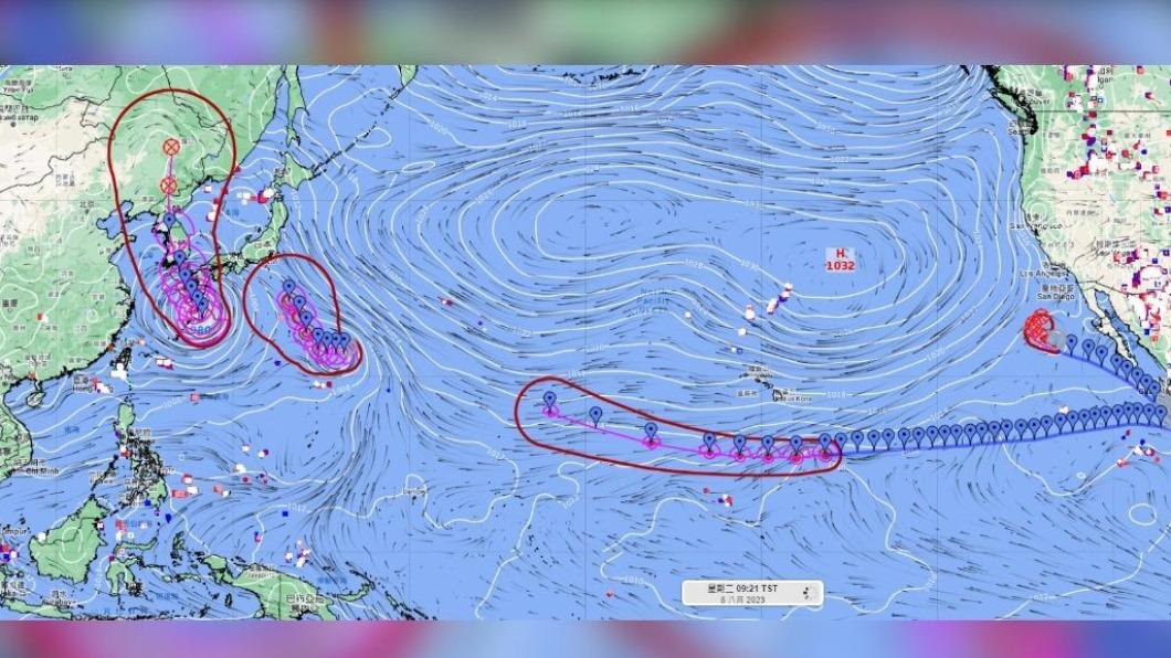 目前太平洋海面有三個颱風。（圖／翻攝Facebook 氣象達人彭啟明）
