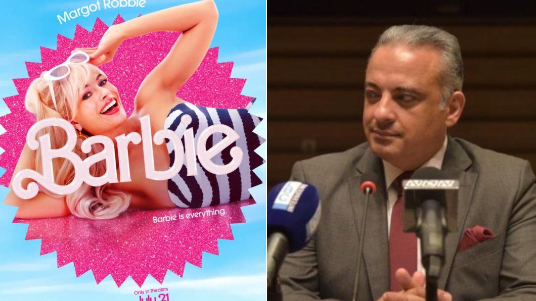 黎巴嫩文化部長莫塔達（圖右）提案禁止「芭比」上映。（圖／翻攝自Twitter@NewsBFM、@LebUpdates00）
