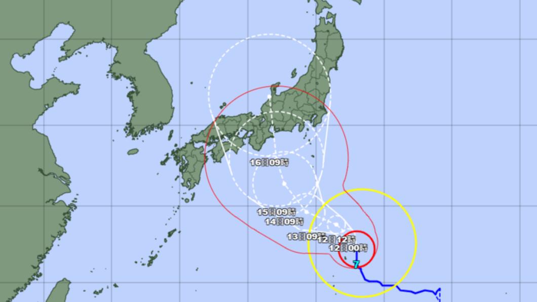 蘭恩颱風預計可能會一路北上，貫穿日本本州。（圖／翻攝自日本氣象廳）