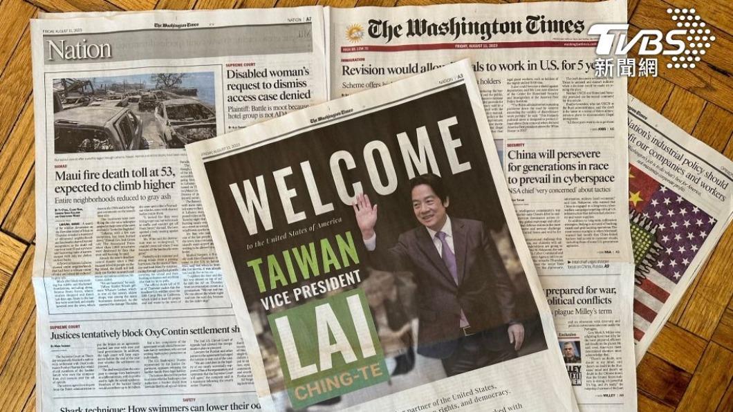 《華盛頓時報》上登全版彩色廣告寫道「歡迎台灣副總統賴清德」。（圖／TVBS）