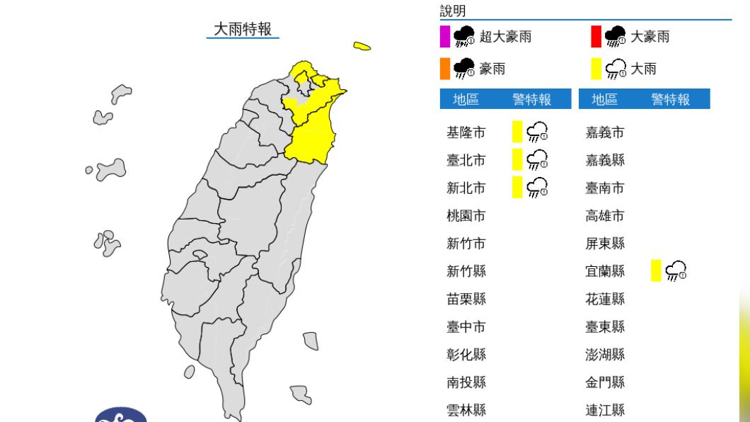 大雨特報。（圖／氣象局）