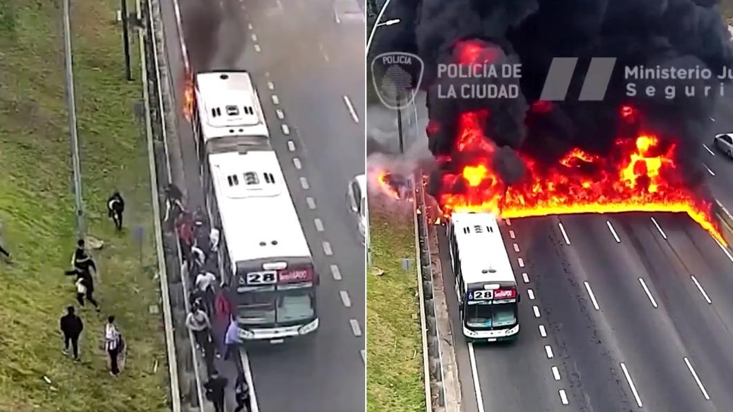阿根廷驚傳一起「火燒車」意外。（圖／翻攝自Twitter@Reuters）