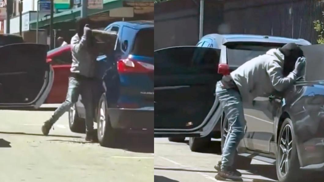 舊金山竊賊白天公然砸破車窗，竊走車內物品。（圖／翻攝自紐約郵報）