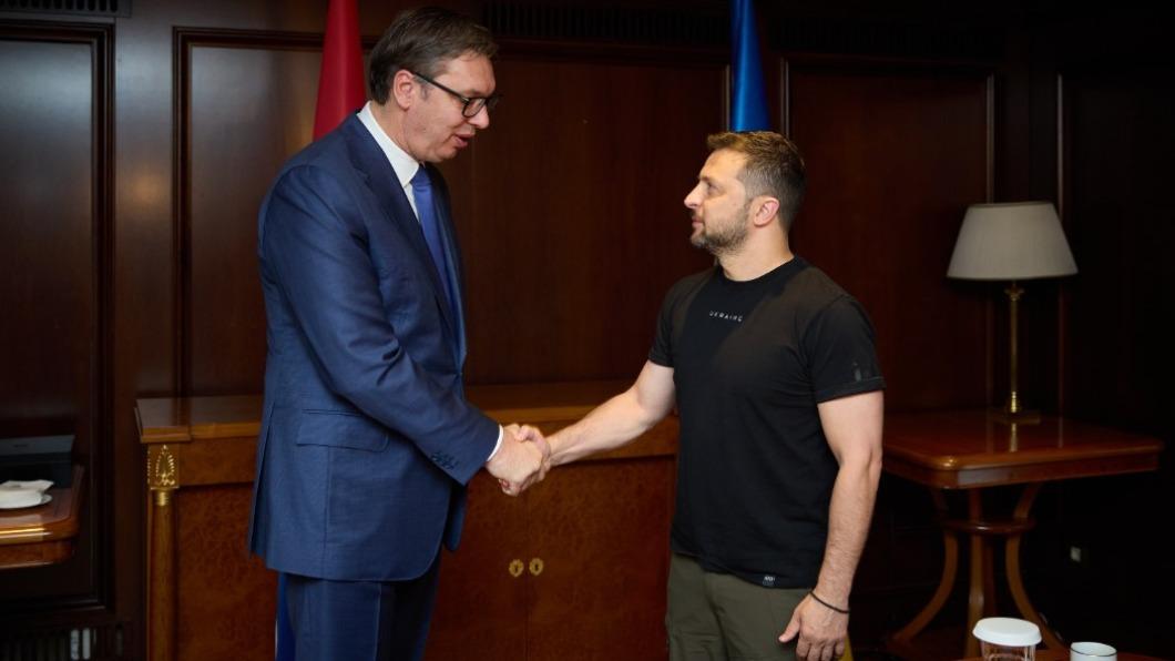 澤倫斯基與塞爾維亞總統武契奇會面。（圖／翻攝自Volodymyr Zelenskyy推特）