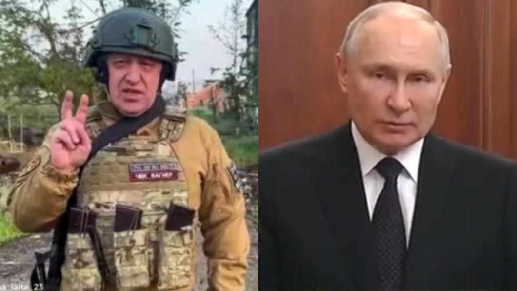 俄傭兵首腦（圖左）墜機身亡，烏克蘭認為是普欽（圖右）在示警俄菁英。（圖／翻攝自Twitter@WarMonitors）