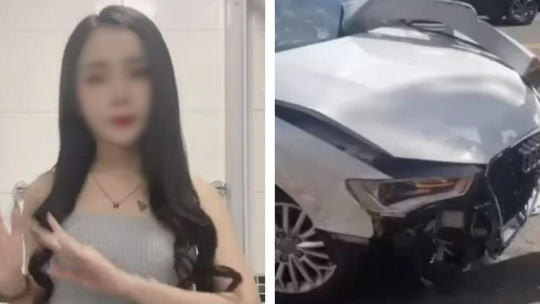 魏女車禍後竟冷血的在IG發限動發布自己愛車被撞毀的影片。（圖／翻攝魏姓女子抖音、IG）