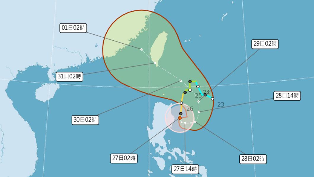 颱風蘇拉預估路徑圖。（圖／中央氣象局）