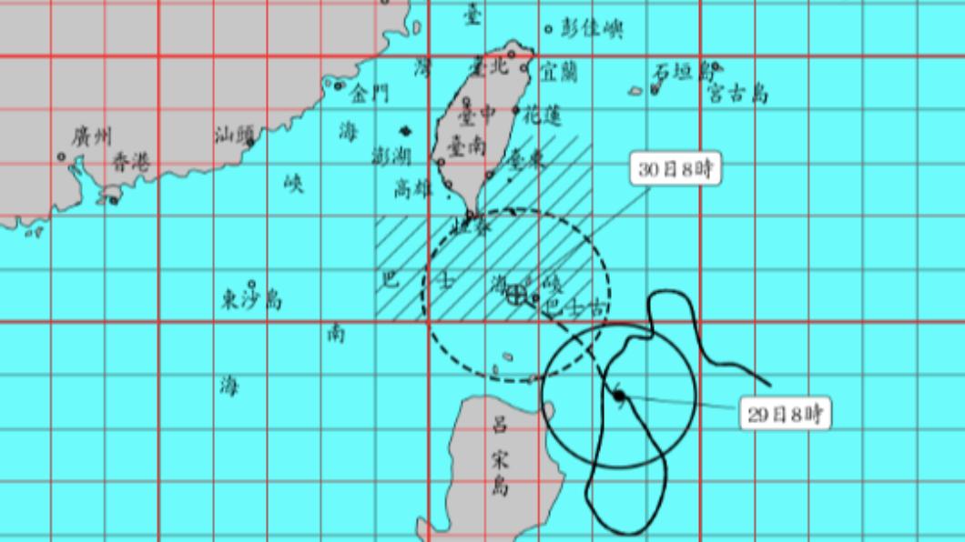 今晨8點30分蘇拉颱風最新一報。（圖／氣象局）