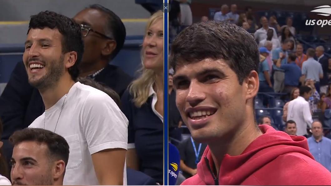 知名哥倫比亞歌手亞特拉到場支持艾卡拉茲。(圖/翻攝自Twitter@usopen)