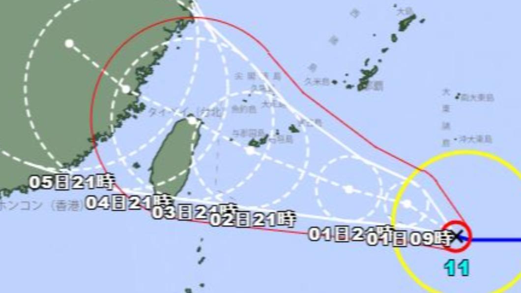 海葵颱風不排除會再往南修，北台灣不排除因此「連放3天假」。（圖／翻攝自日本氣象廳官網）
