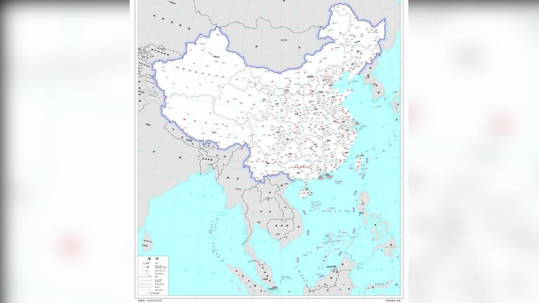 中國政府發布「2023年版標準地圖」。（圖／翻攝中國自然資源部網站） 中國新地圖「領土擴張」惹眾怒！　台灣、印度等5國開罵