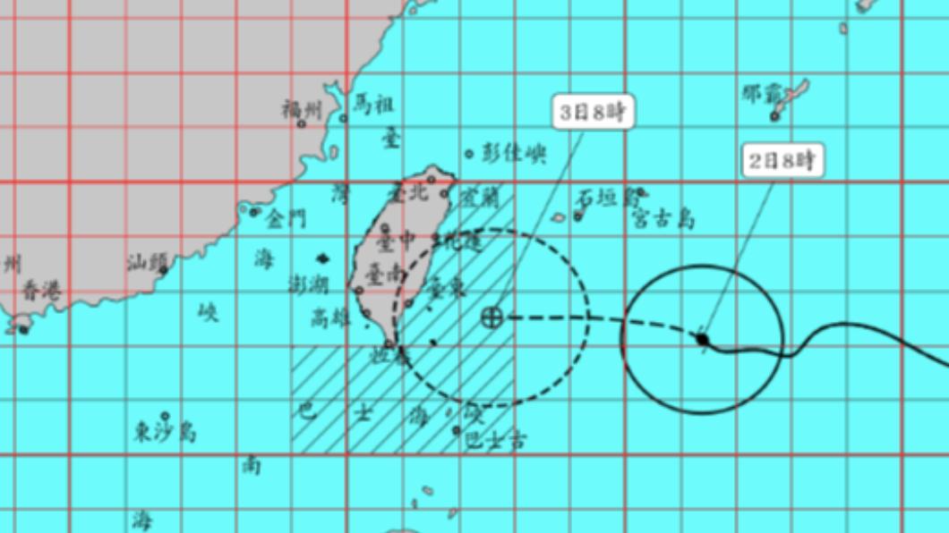 中度颱風海葵逐漸逼近台灣，11:30發布陸上颱風警報。（圖／氣象局）