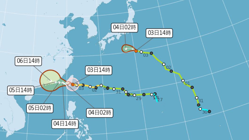 海葵颱風3點登陸台東。（圖／氣象局） 海葵15:40登陸台東東河　打破1472天無颱風魔咒記錄