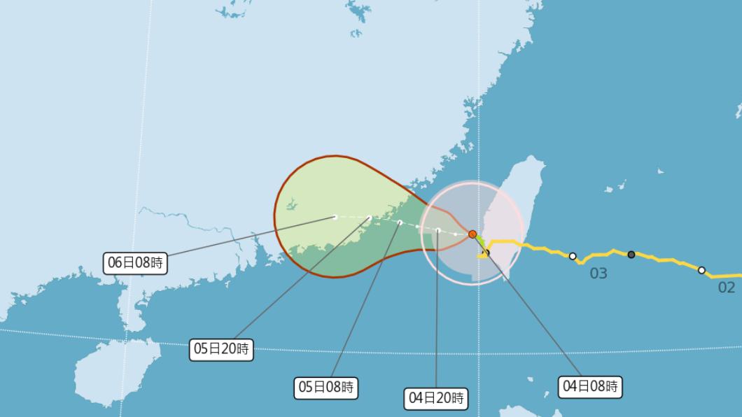 中央氣象局今早8時發布「海葵颱風」的路徑預測圖。（圖／翻攝自　中央氣象局官網）