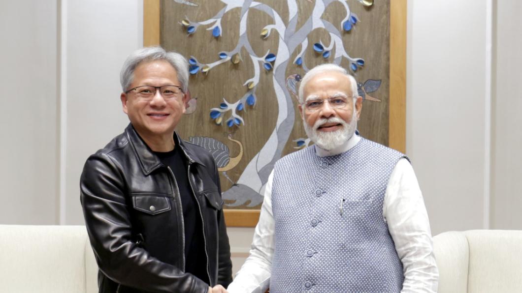 黃仁勳今天在新德里會晤印度總理莫迪。(圖／轉載自X@narendramodi)