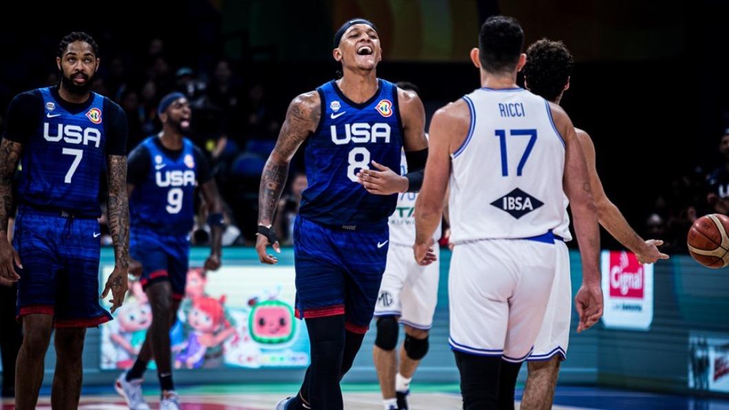 美國男籃在今（5）日的世界盃8強賽中，以37分差無情痛宰義大利。（圖／翻攝自FIBA官網）