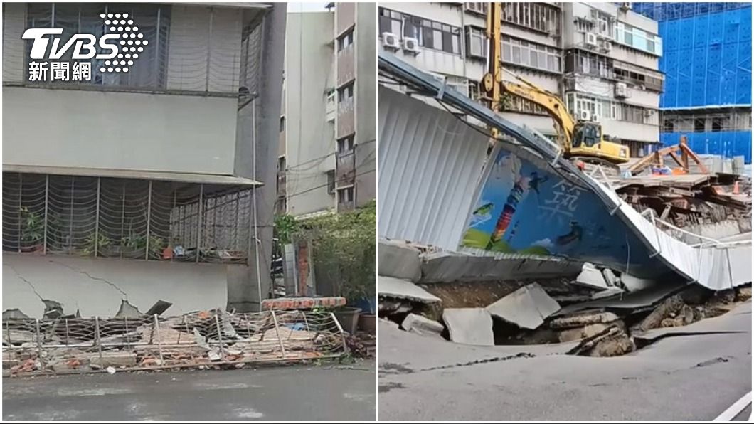 基泰建設都更建案害附近民宅坍塌。（圖／TVBS）