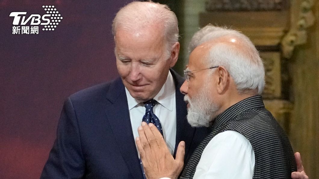 印度總理莫迪與美國總統拜登舉行雙邊會談。（圖／達志影像美聯社）