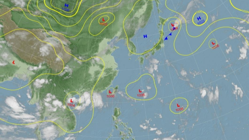 低壓帶對台灣影響逐漸變小。（圖／氣象局）