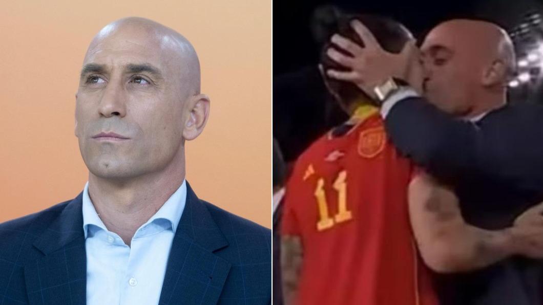 西班牙皇家足球協會主席盧比亞雷斯在「強吻女足球員」延燒3周後宣布辭職。（圖／翻攝自Twitter@BarcaTimes、@PopBase）