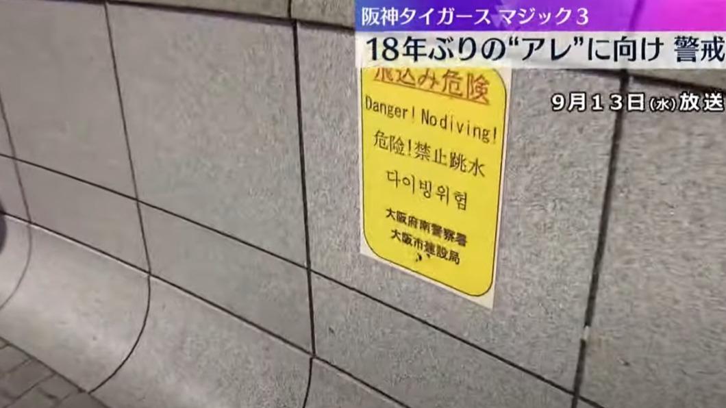 隨著阪神虎封王進入最後倒數，大阪警局也開始提前做好準備，預防球迷過激慶祝。（圖／翻攝自読売テレビニュース新聞畫面）