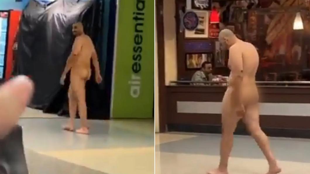 美國機場驚見1名全裸男子。（圖／翻攝自Twitter@nypost）