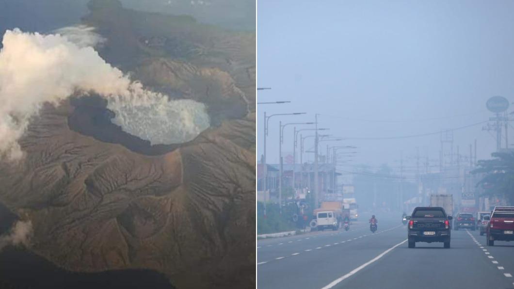 菲律賓塔爾火山噴發火山氣體。（圖／翻攝自Twitter@jaimessincioco）