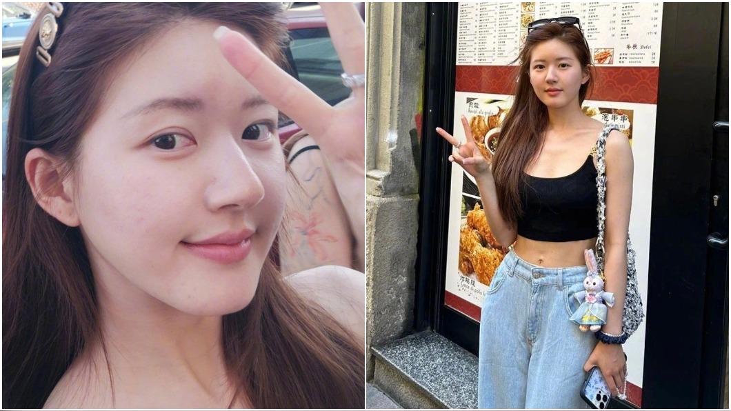 趙露思素顏現身米蘭街頭。(圖/翻攝自微博)