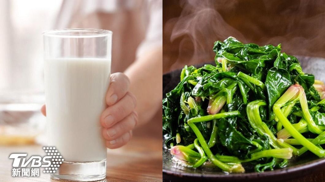 牛奶和菠菜一起吃，會抑制鈣質吸收。（示意圖／shutterstock達志影像）