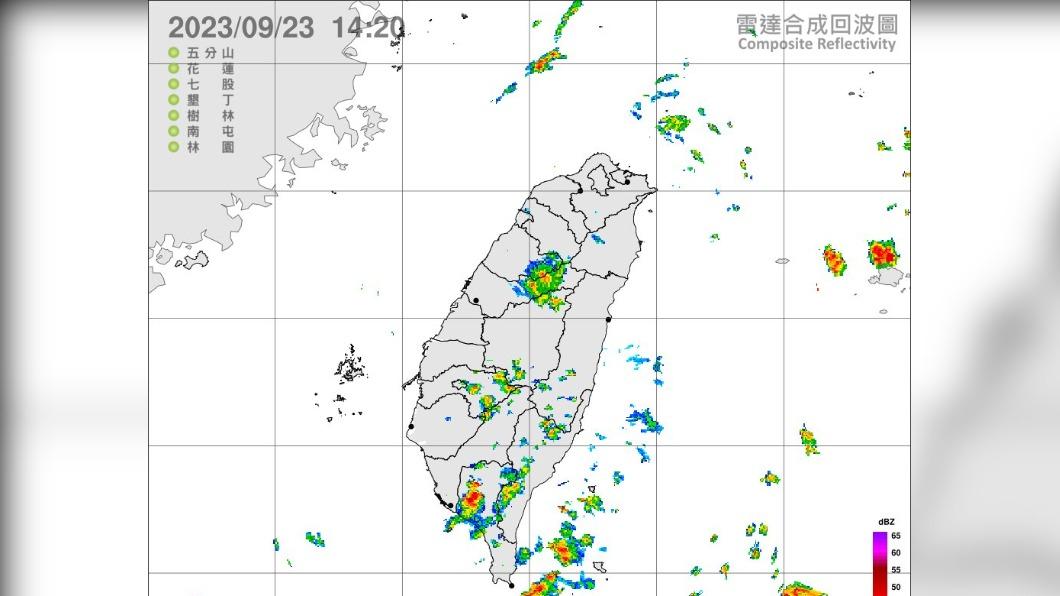 今天中南部山區午後有短暫陣雨。（圖／翻攝自中央氣象署臉書） 