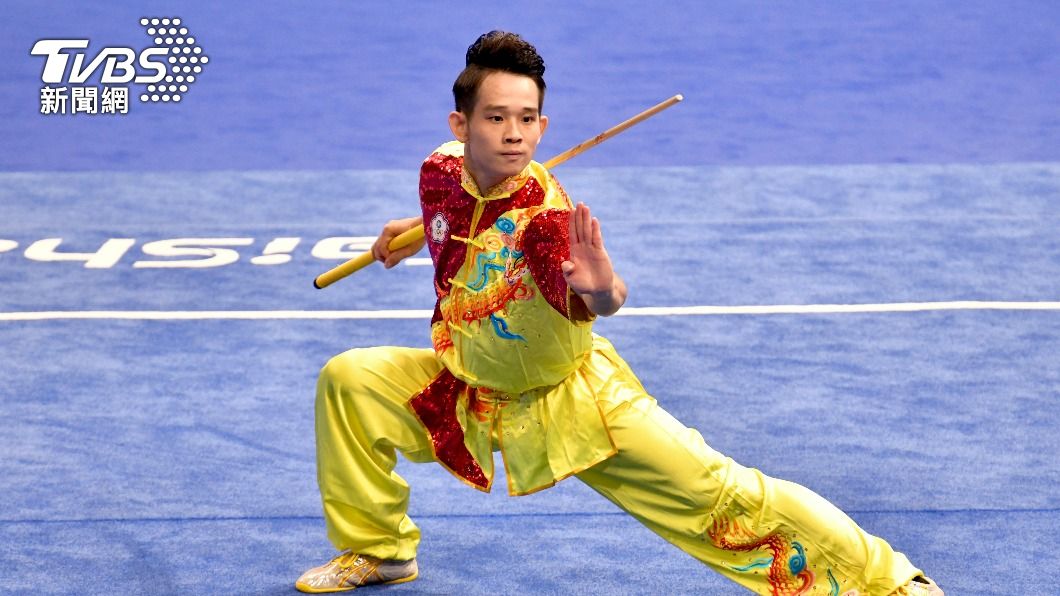 中華隊王振名在亞運武術刀棍全能套路競賽中名列第4，與獎牌擦身而過。（圖／胡瑞麒攝）