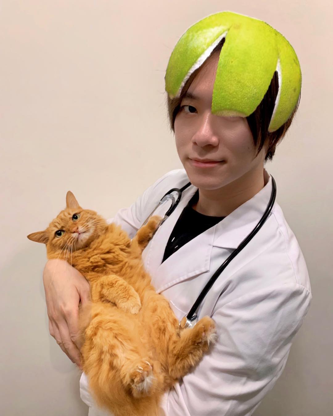 林子軒提醒別讓貓戴柚子帽，懶惰又想應景的，學他修圖軟體用用就好。（圖／翻攝自貓行為獸醫師林子軒臉書）