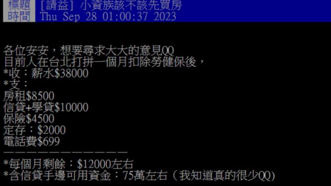 38K北漂族「想買房出租」!生活費餘額曝光遭酸:越級打怪│TVBS新聞網