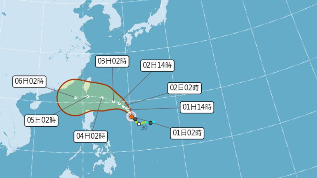 小犬颱風最新路徑潛勢預測圖。（圖／氣象署）