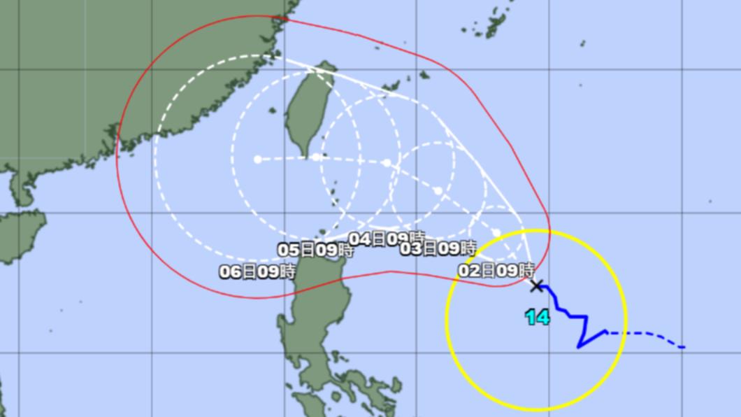 日本氣象廳預估小犬將轉為「強烈颱風」，且暴風圈有可能橫掃南台灣。（圖／翻攝自氣象廳官網）