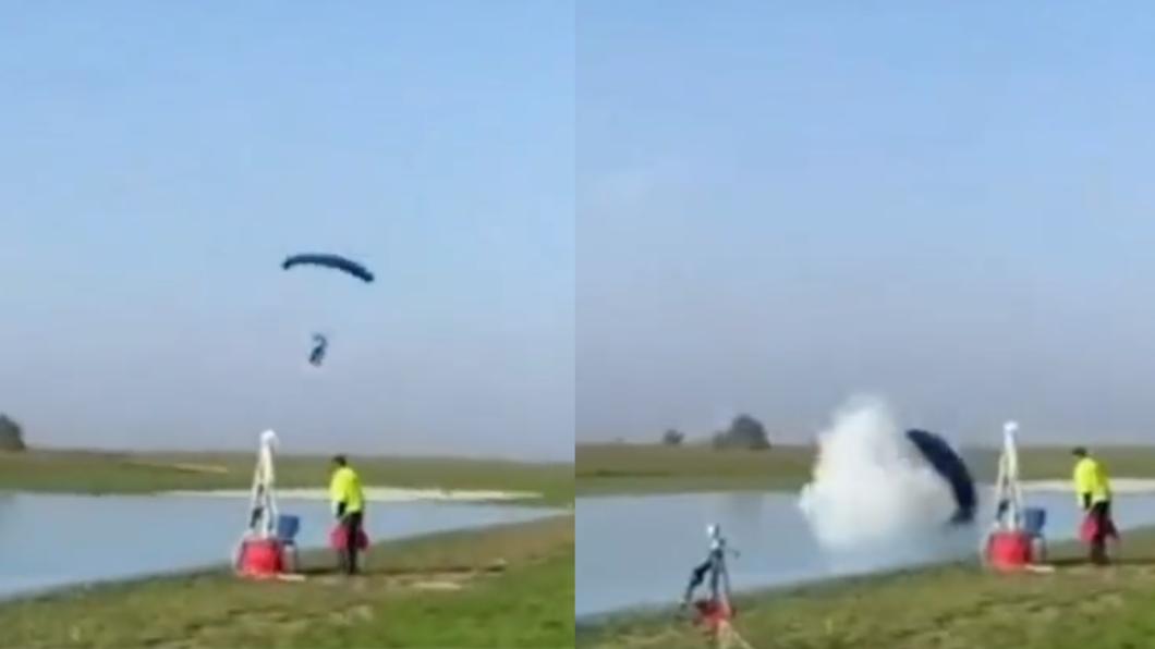 俄羅斯一名跳傘運動員不幸墜落身亡。（圖／翻攝自@ANSHUL__GAUTAM推特）