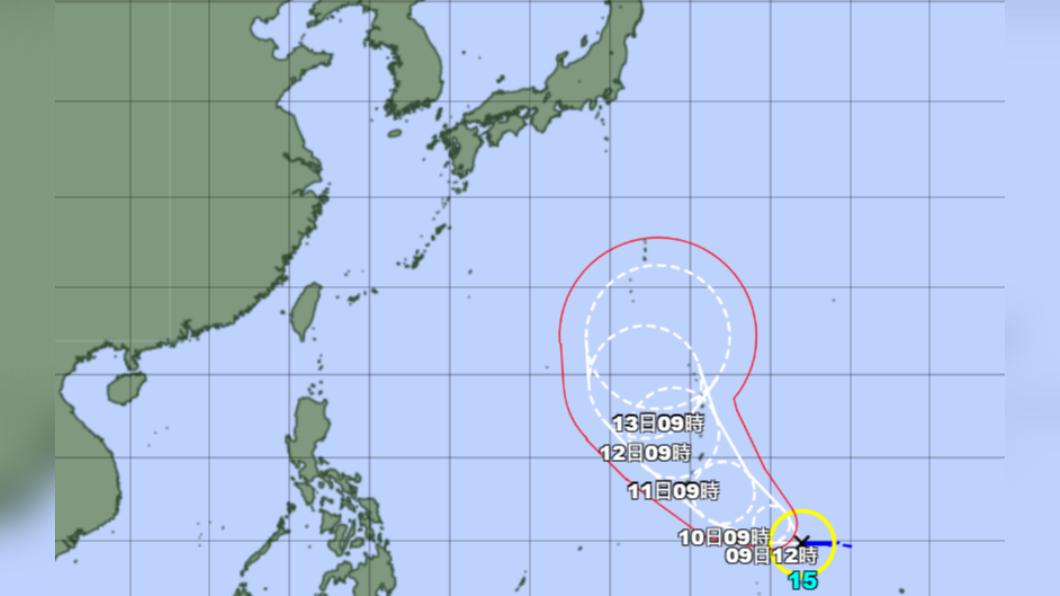 布拉萬颱風目前距離台灣、日本都比較遙遠，路徑變動可能性仍大。（圖／翻攝自氣象廳網站）