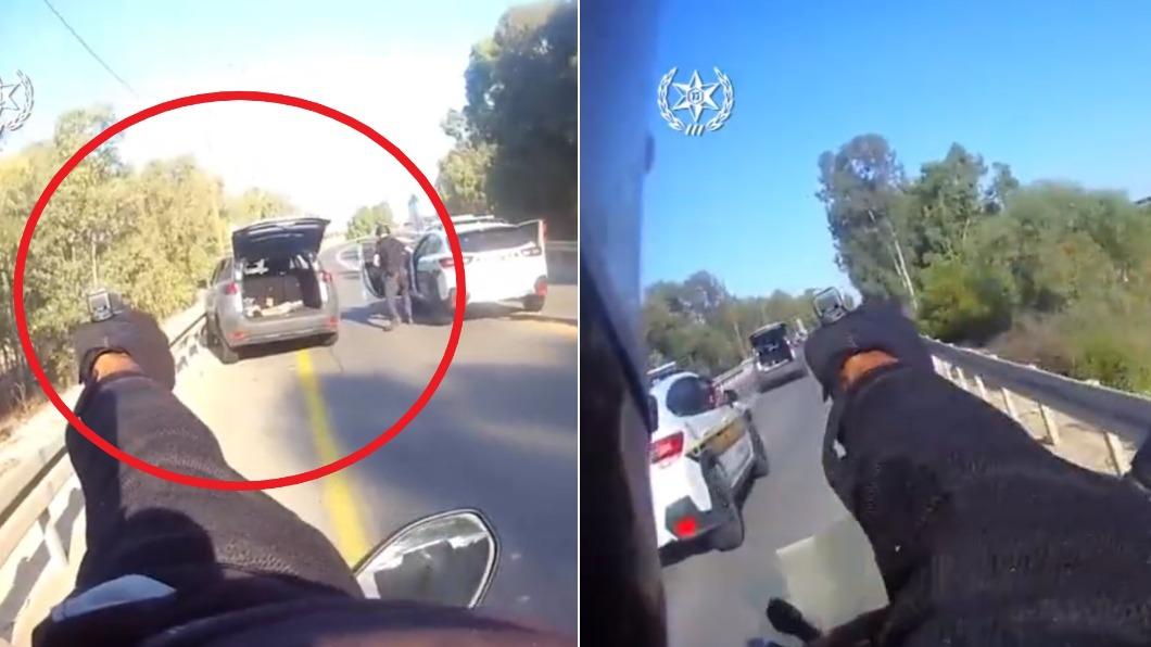以色列騎警追捕哈馬斯份子的休旅車。（圖／翻攝自Twitter@israelpolice）