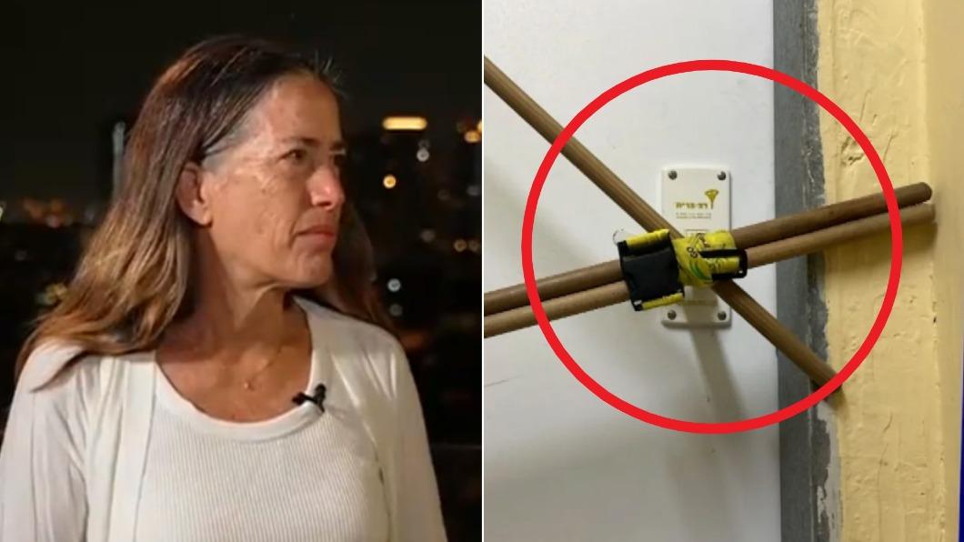 以色列婦女拉哈夫利用擀麵棍和吸塵器將防空洞的門卡住。（圖／翻攝自CNN）